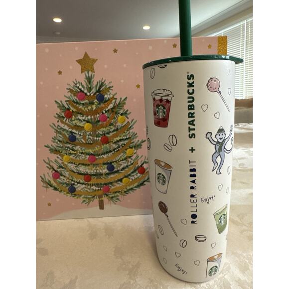 Starbucks X Roller Rabbit Stainless Steel Tumbler Cup Holiday Christmas 2025 - Picture 2 of 10